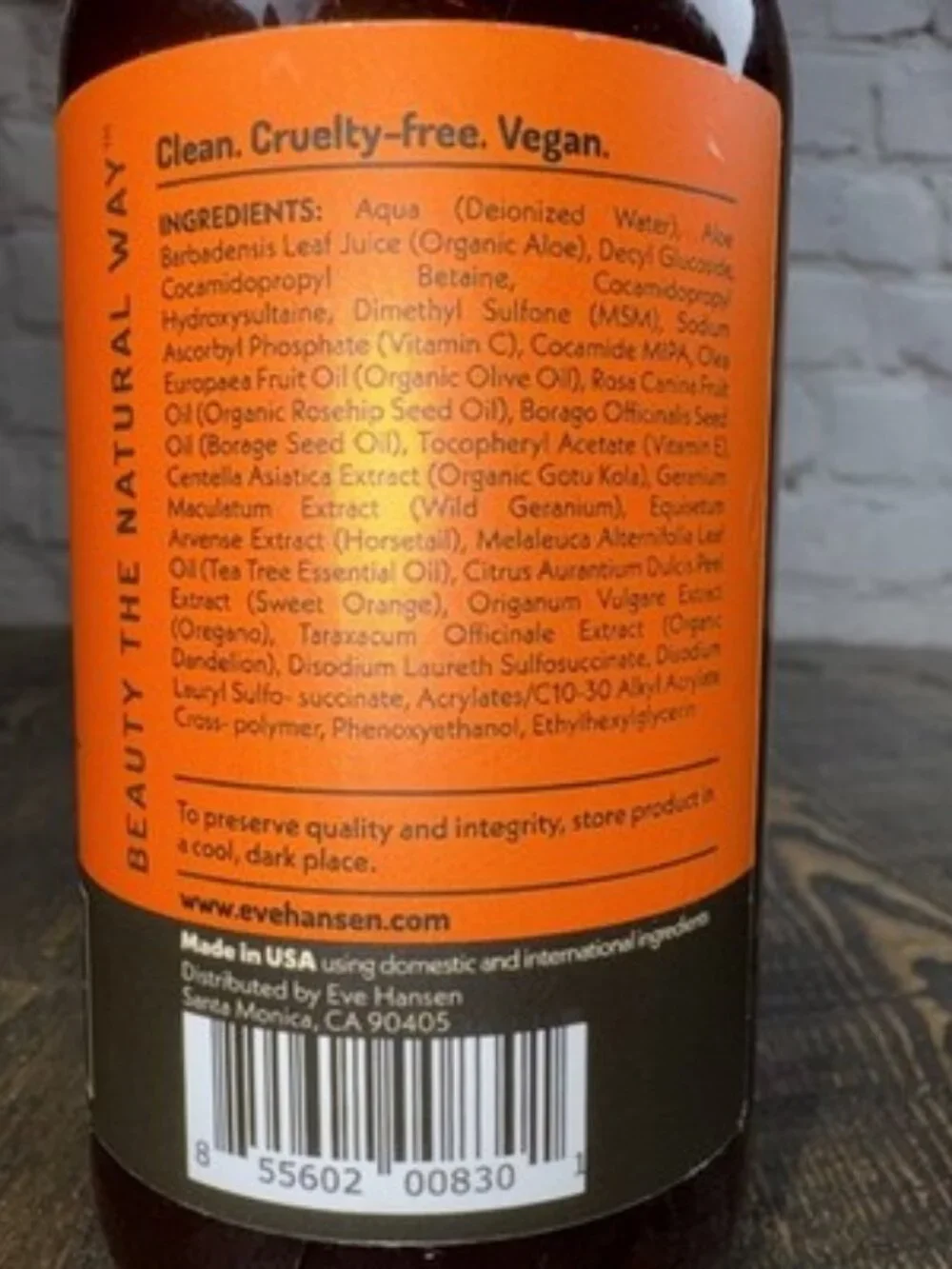 Eve Hansen - Vitamin C Cleanser Face Wash - Organic - Vegan - Antioxidant‎ 8 oz